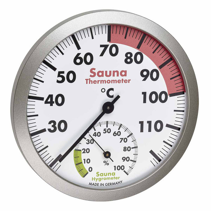 Analoges Sauna-Thermo-Hygrometer mit rundem Zifferblatt